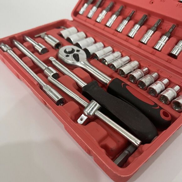 Mechanic Tool Kit Drive Socket Ratchet Wrench Set with Storage Case 46Pcs US - Picture 4 of 7
